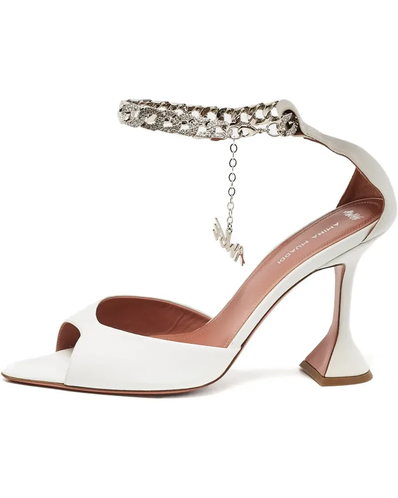 Amina Muaddi x AWGE Flacko Sandalen mit Kettendetail 100mm - Weiß Weiß