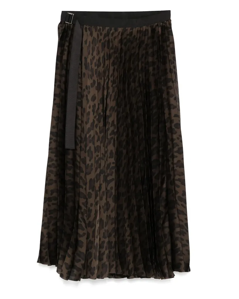 Sacai Midirock mit Leoparden-Print - Braun Braun