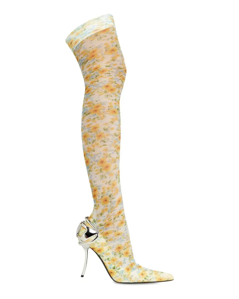 Diesel D-Ten&Half Sock-Boots mit Blumenmuster - Gelb Gelb