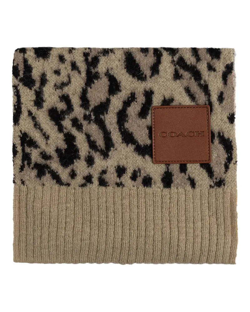 Coach animal-print logo-patch scarf - Nude Nude