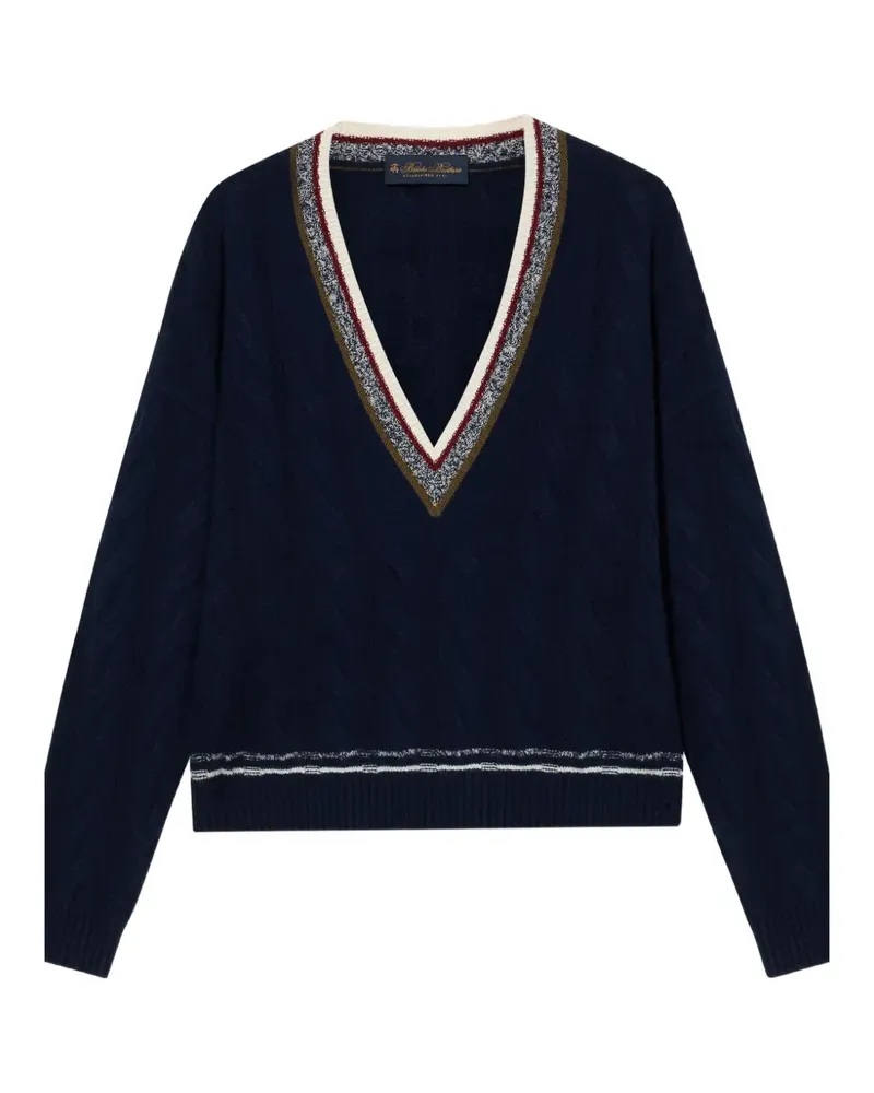 Brooks Brothers Gestreifter Pullover mit Zopfmuster - Blau Blau