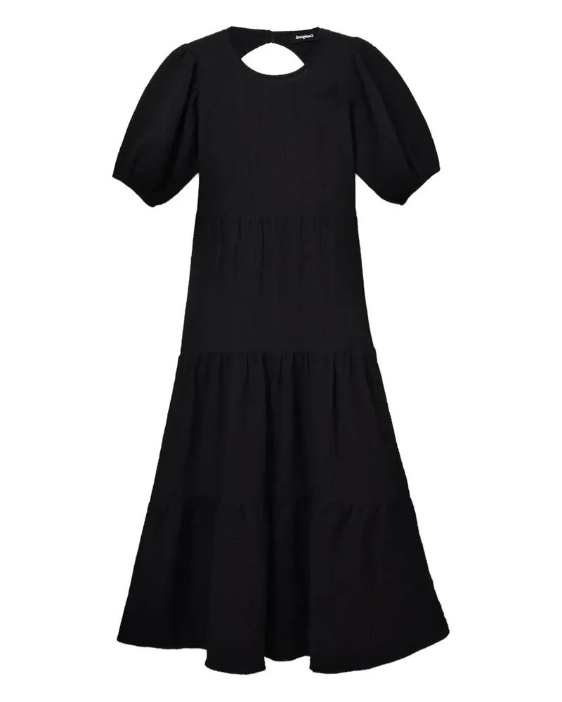 Desigual Rückenfreies Midikleid mit Puffärmeln - Schwarz Schwarz