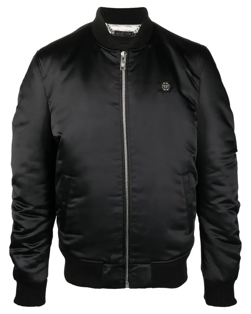 Philipp Plein Bomberjacke mit Totenkopf-Print - Schwarz Schwarz