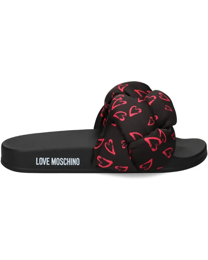 Moschino Pantoletten mit Print - Schwarz Schwarz