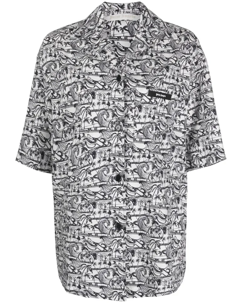 Palm Angels Hemd mit Palmen-Print - Weiß Weiß