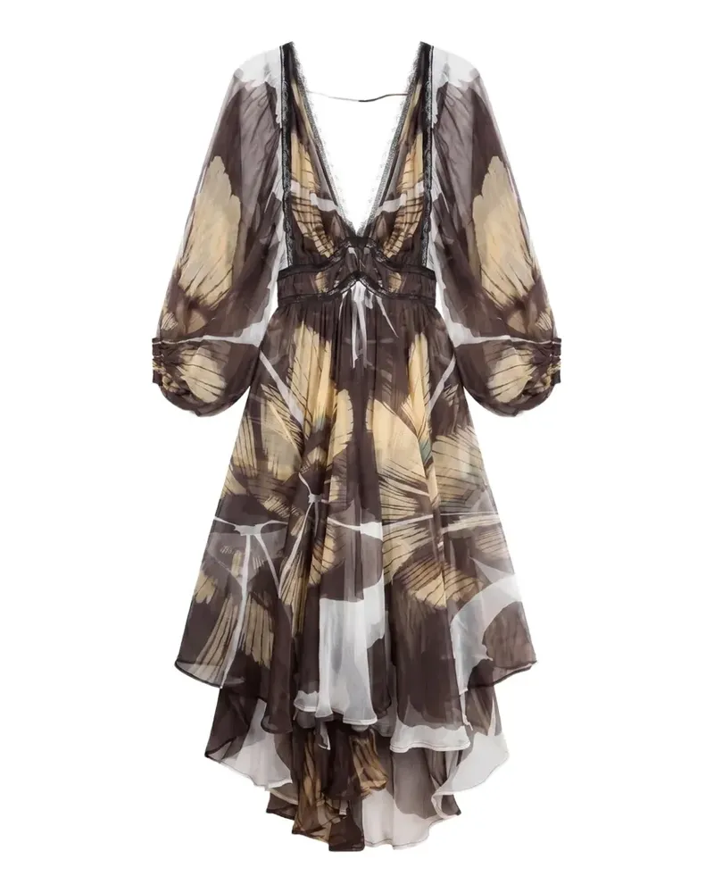 Mes Demoiselles Langes Kleid mit Schmetterling-Print - Braun Braun