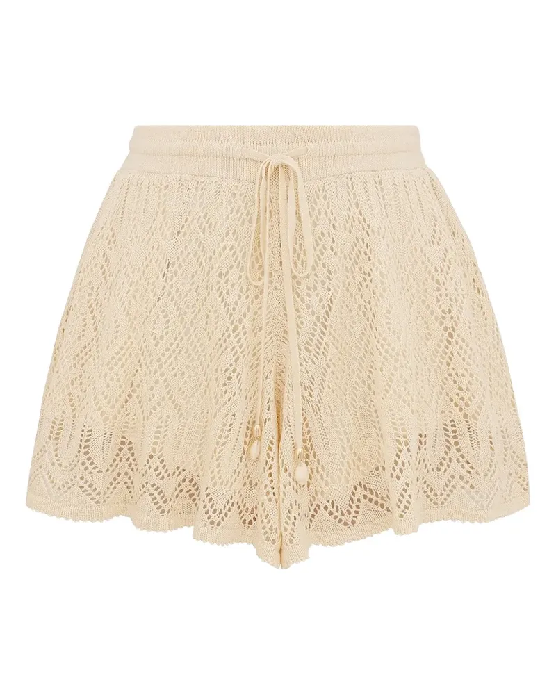 Zimmermann Mahon crochet-knit drawstring shorts - Nude Nude