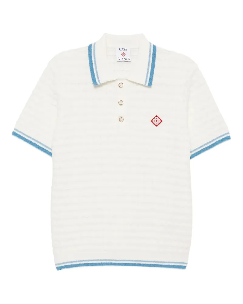 Casablanca Paris Strukturiertes Poloshirt mit Logo-Applikation - Weiß Weiß