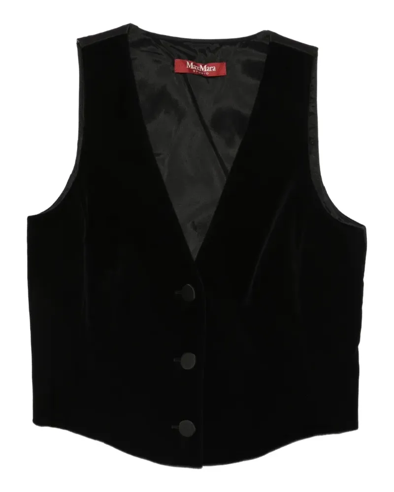 Max Mara Weste in Samtoptik - Schwarz Schwarz