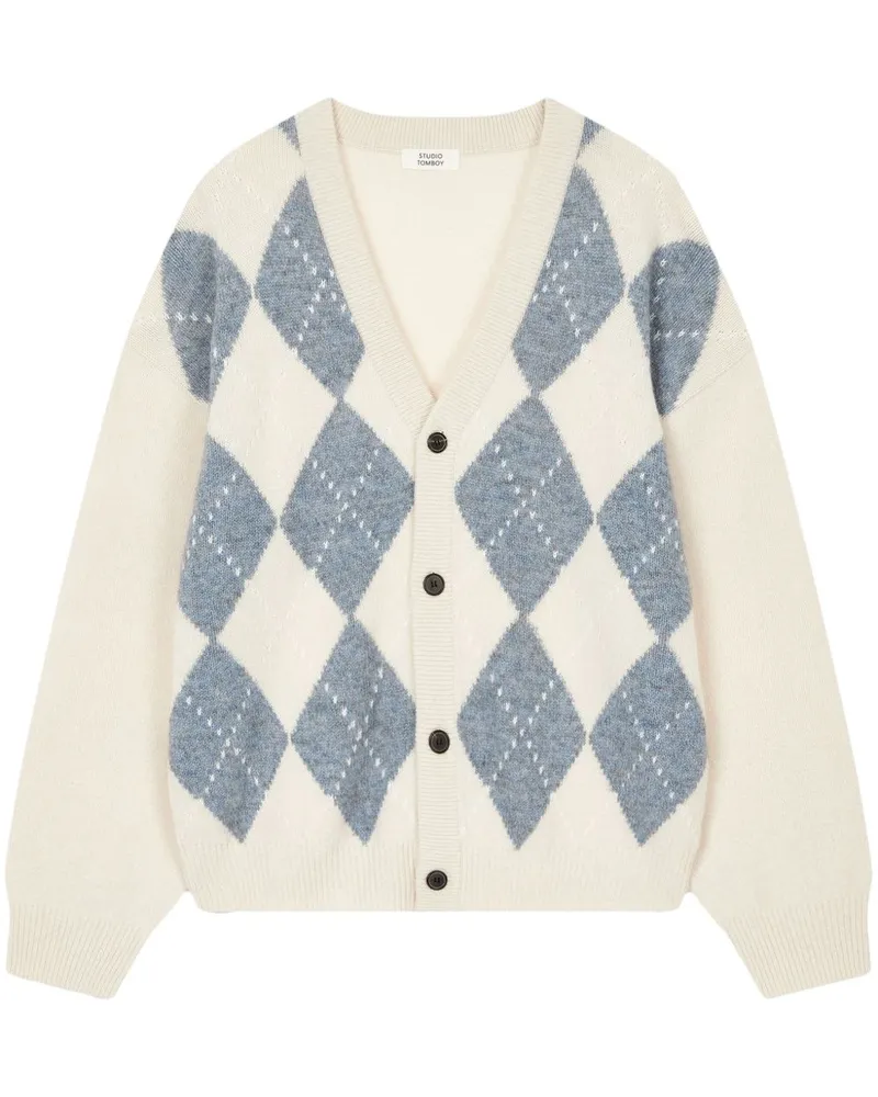 STUDIO TOMBOY Cardigan mit Argyle-Muster - Nude Nude