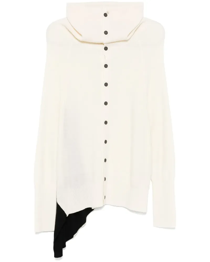 Yohji Yamamoto Drapierter Cardigan - Weiß Weiß