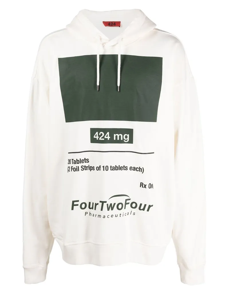 FourTwoFour on Fairfax Hoodie mit grafischem Print Weiß