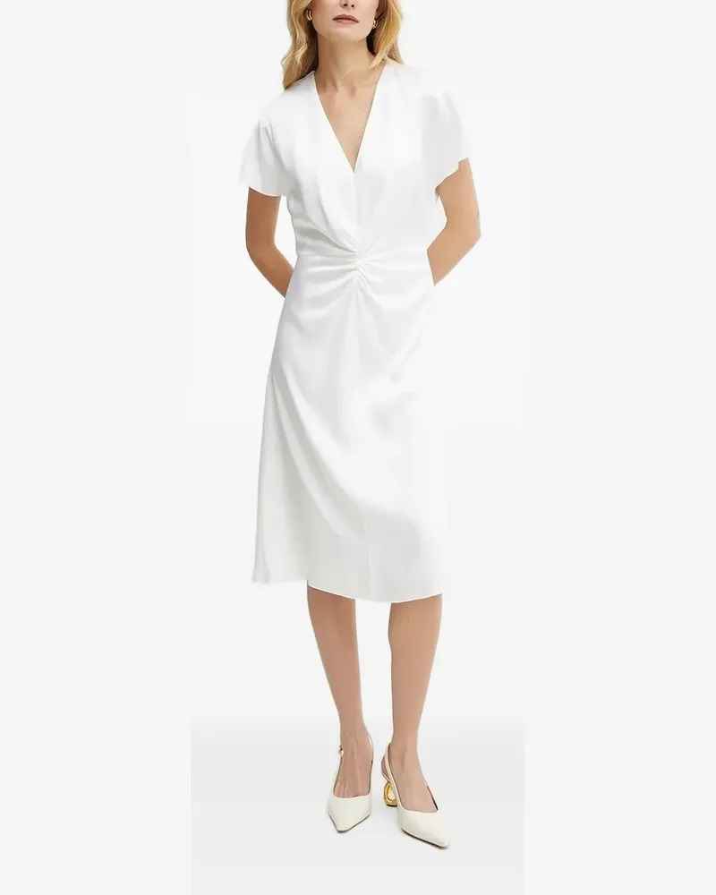 HUGO BOSS Midikleid mit V-Ausschnitt - Weiß Weiß