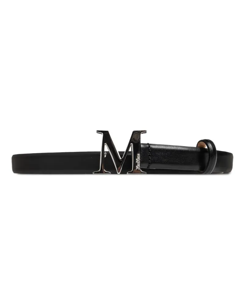 Max Mara Ledergürtel mit Logo-Schild - Schwarz Schwarz