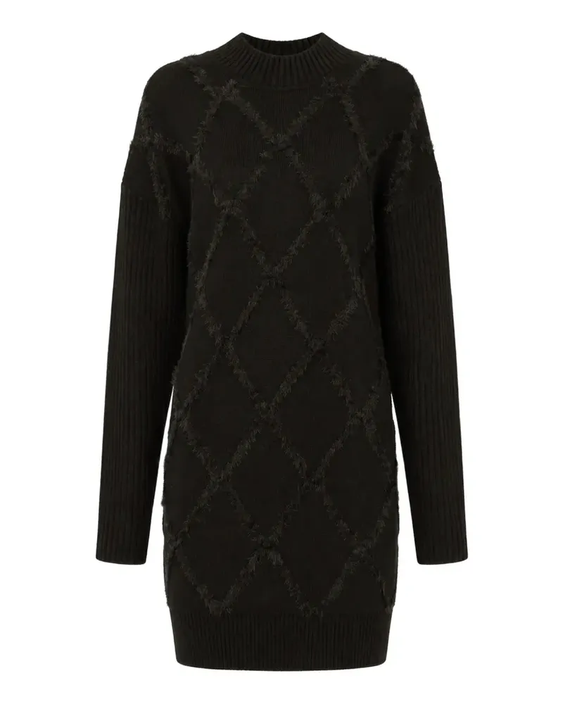 Patrizia Pepe Langärmeliges Kleid mit Argyle-Strick - Schwarz Schwarz