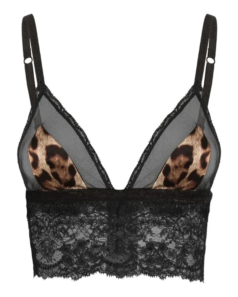 Dolce & Gabbana Satin-BH mit Leoparden-Print - Schwarz Schwarz