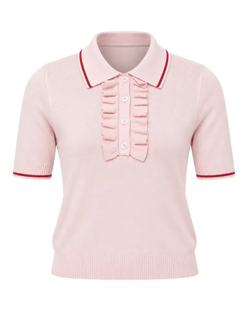 Mother ruffle-detail tipped-trim short-sleeved sweater - Rosa Rosa