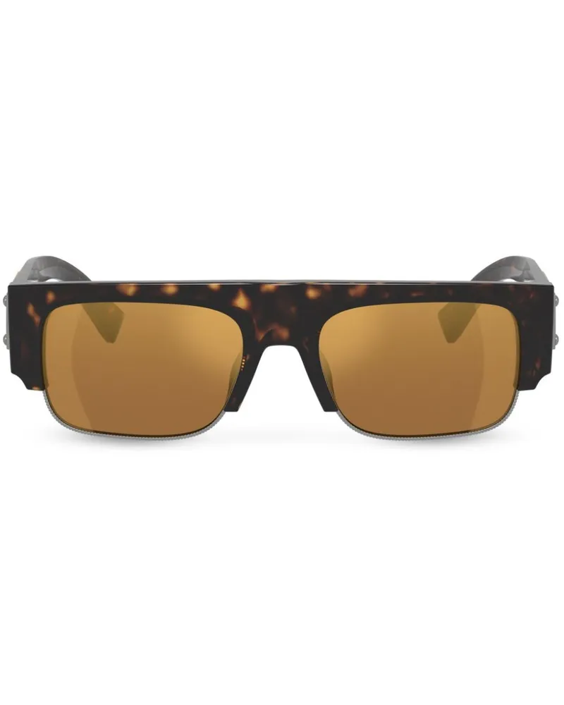 Dolce & Gabbana Eckige Sonnenbrille in Schildpattoptik - Braun Braun