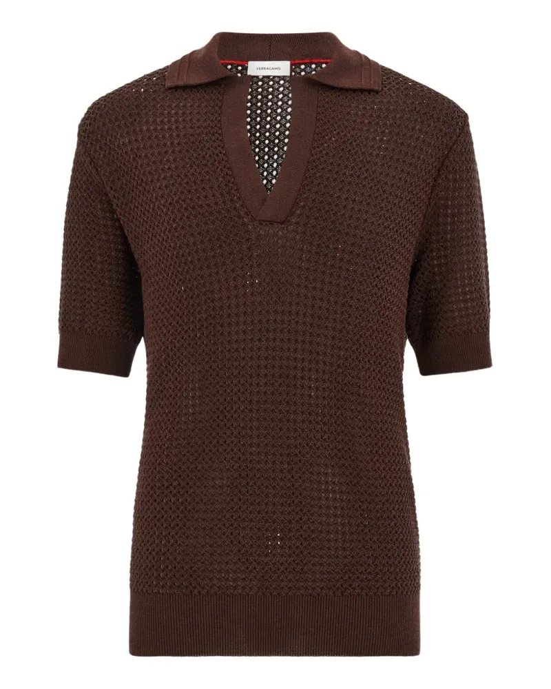 Ferragamo Gestricktes Poloshirt - Braun Braun