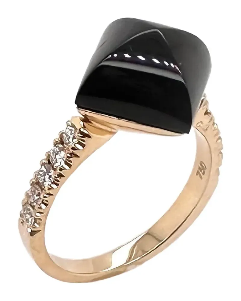 Brooks Brothers 18K yellow gold Pyramid diamond and onyx ring Gold