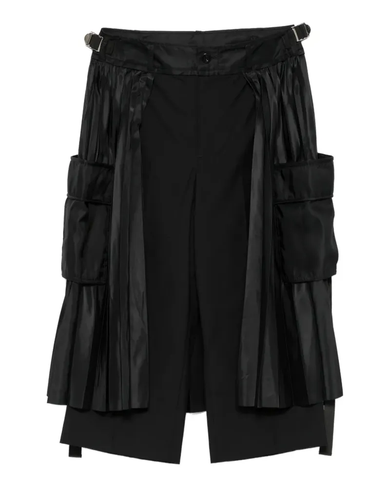 Sacai Cropped-Hose mit Falten - Schwarz Schwarz