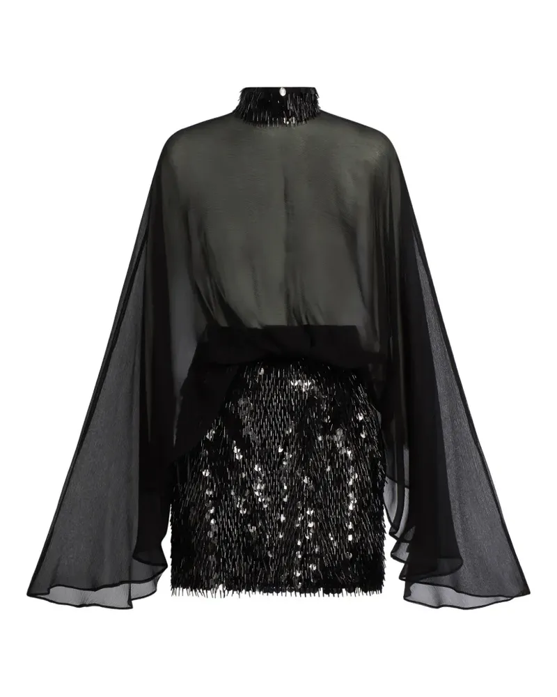 Taller Marmo Seiden-Minikleid mit Paillettenverzierung - Schwarz Schwarz