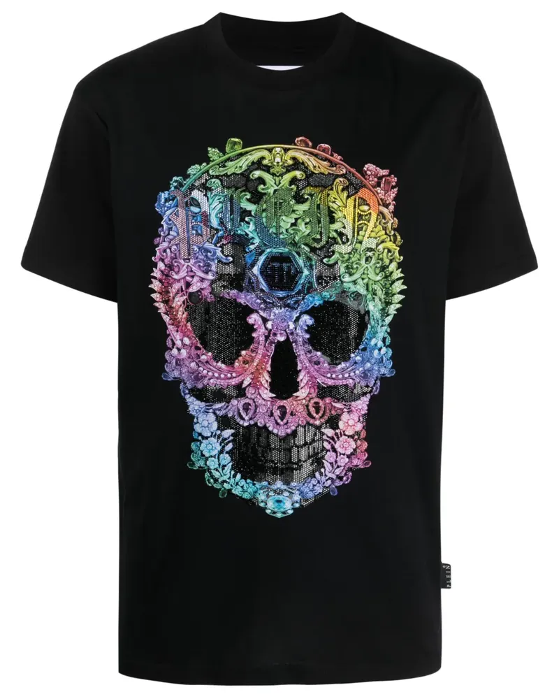 Philipp Plein T-Shirt mit strassverziertem Totenkopf - Schwarz Schwarz