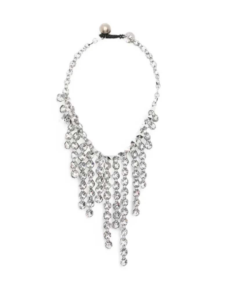 Maria Calderara crystal-embellished fringed necklace - Silber Silber
