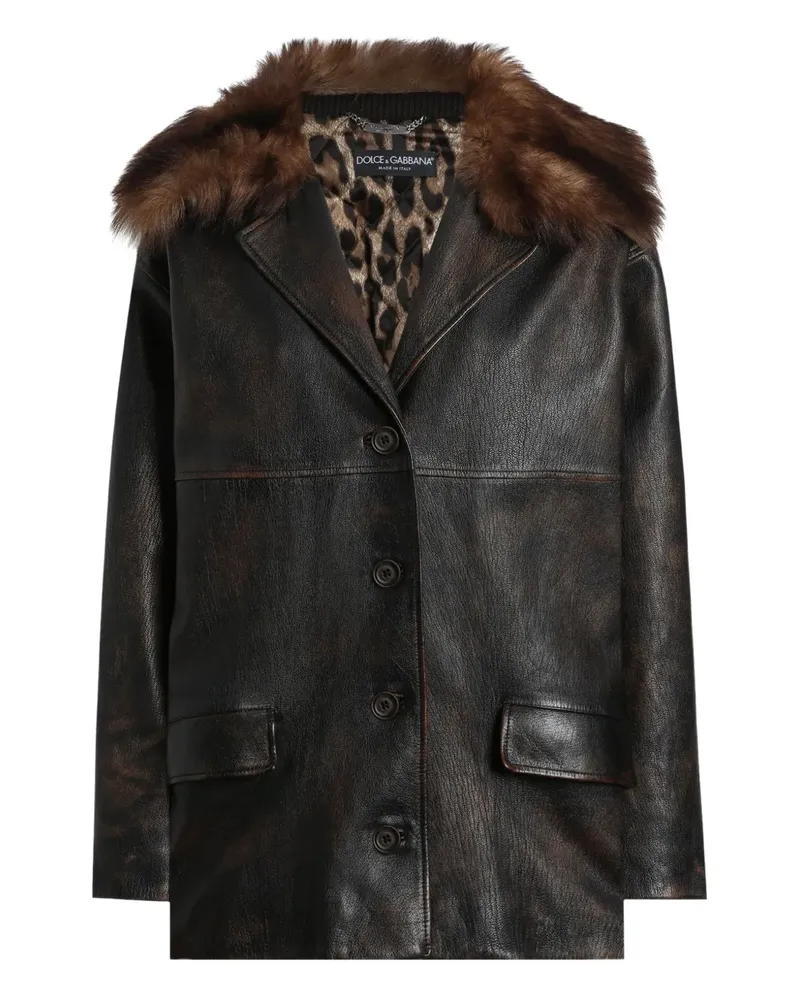 Dolce & Gabbana Mantel aus Leder - Braun Braun
