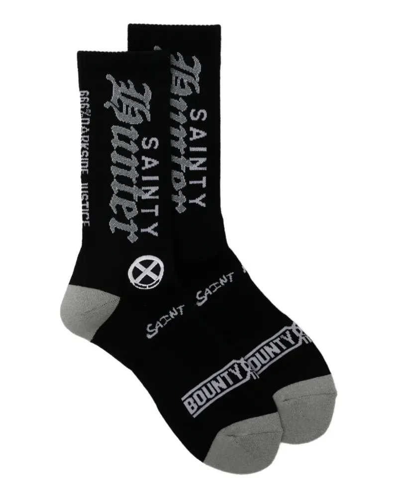 SAINT MXXXXXX Intarsien-Socken mit Logo-Print - Schwarz Schwarz
