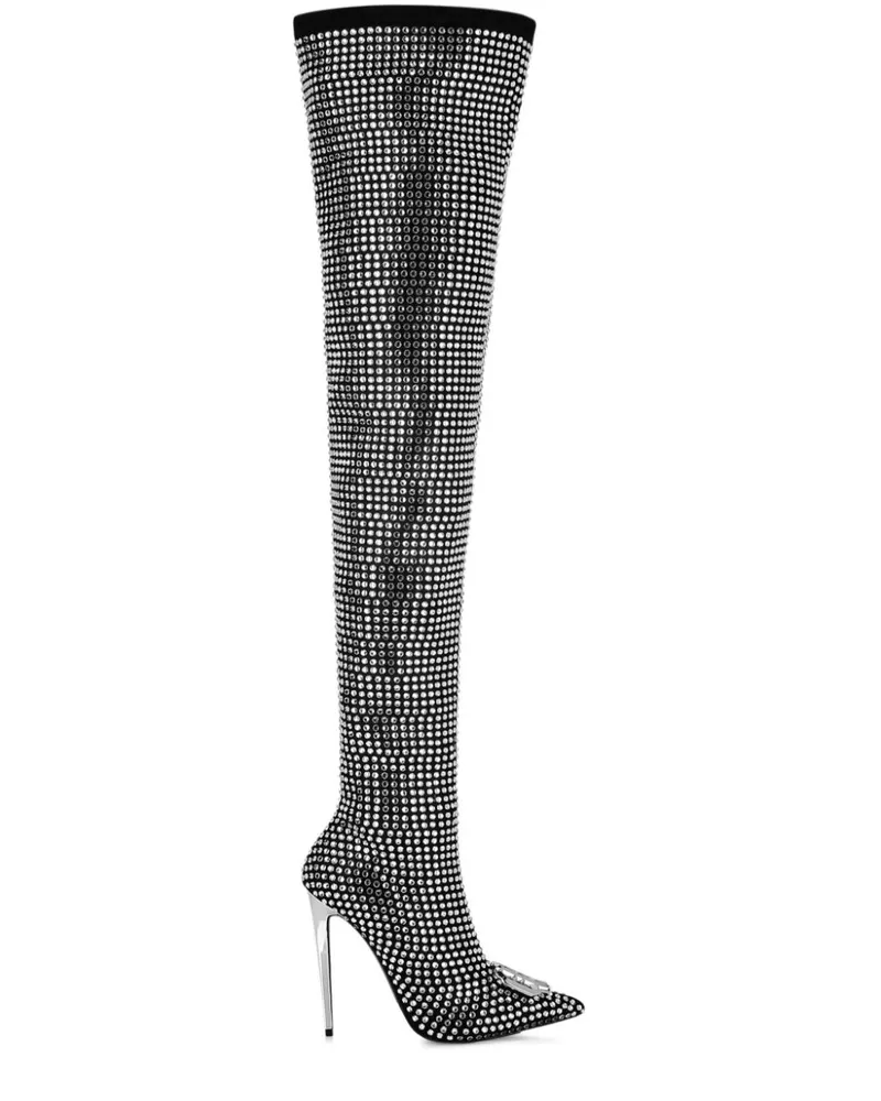 Philipp Plein Stiefel mit Strass - Schwarz Schwarz