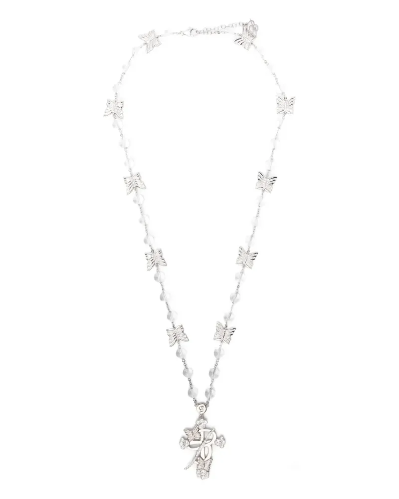 Blumarine butterfly beaded necklace - Silber Silber