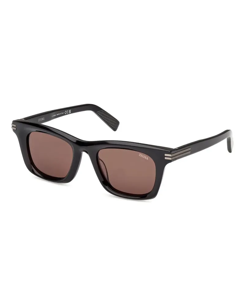 Ermenegildo Zegna Eckige Sonnenbrille mit dreifacher Linie - Grau Grau