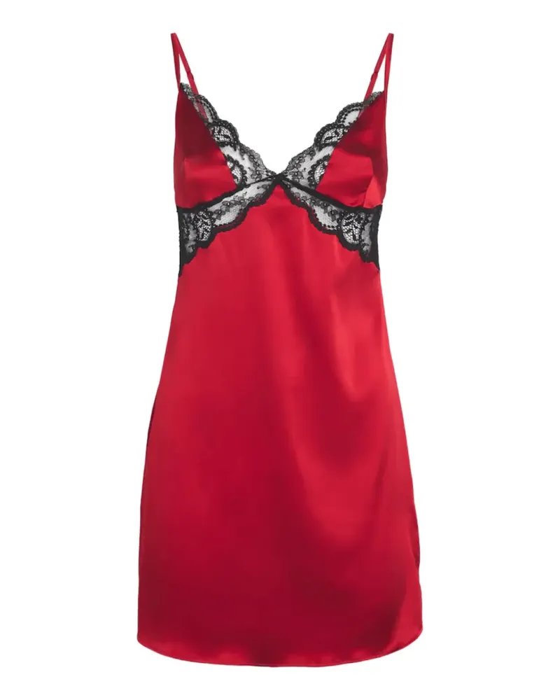 Gilda & Pearl Satin Muse Nachthemd mit Spitzenbesatz - Rot Rot