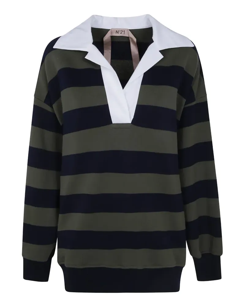 N° 21 Gestreifter Hoodie - Grün Grün