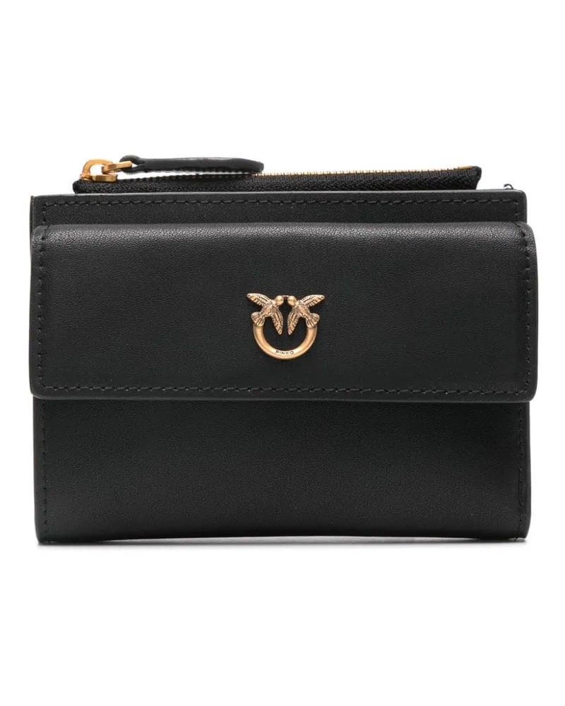 Pinko Portemonnaie mit Love Birds-Schild - Schwarz Schwarz