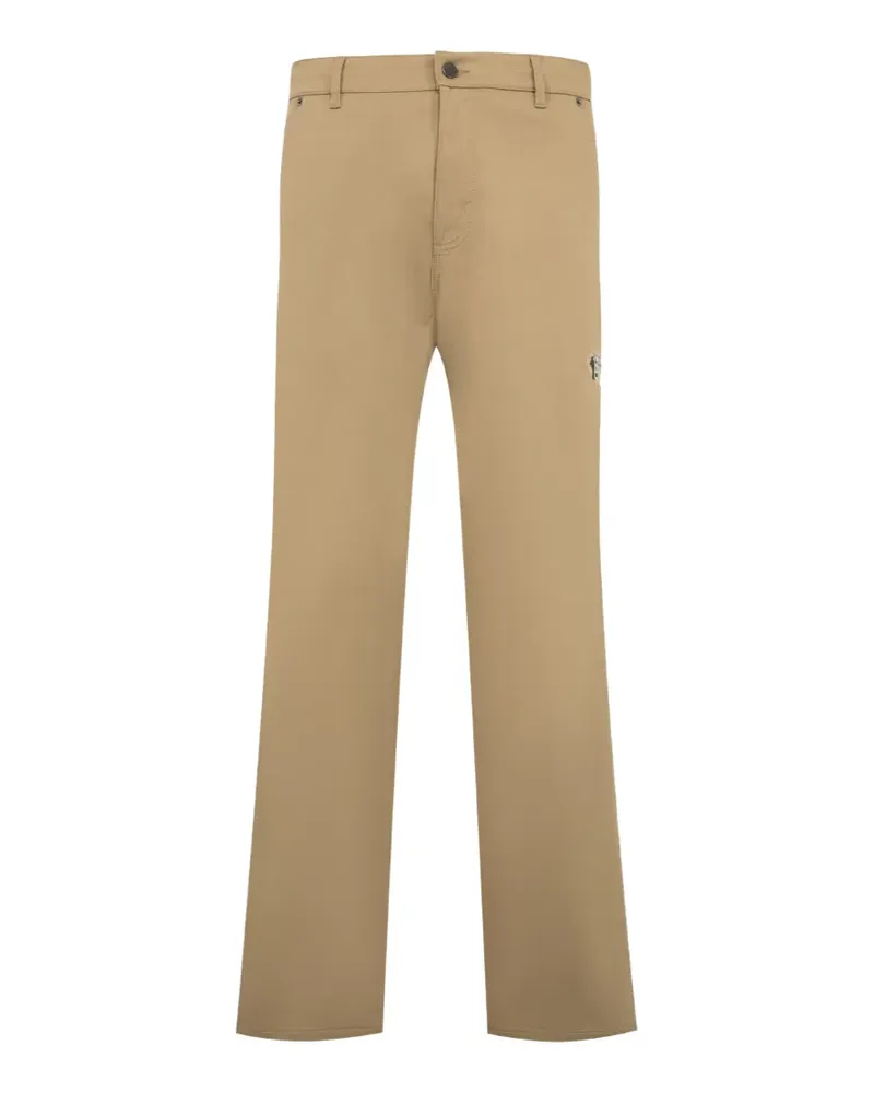 Moncler Gerade Hose mit Logo-Patch - Nude Nude