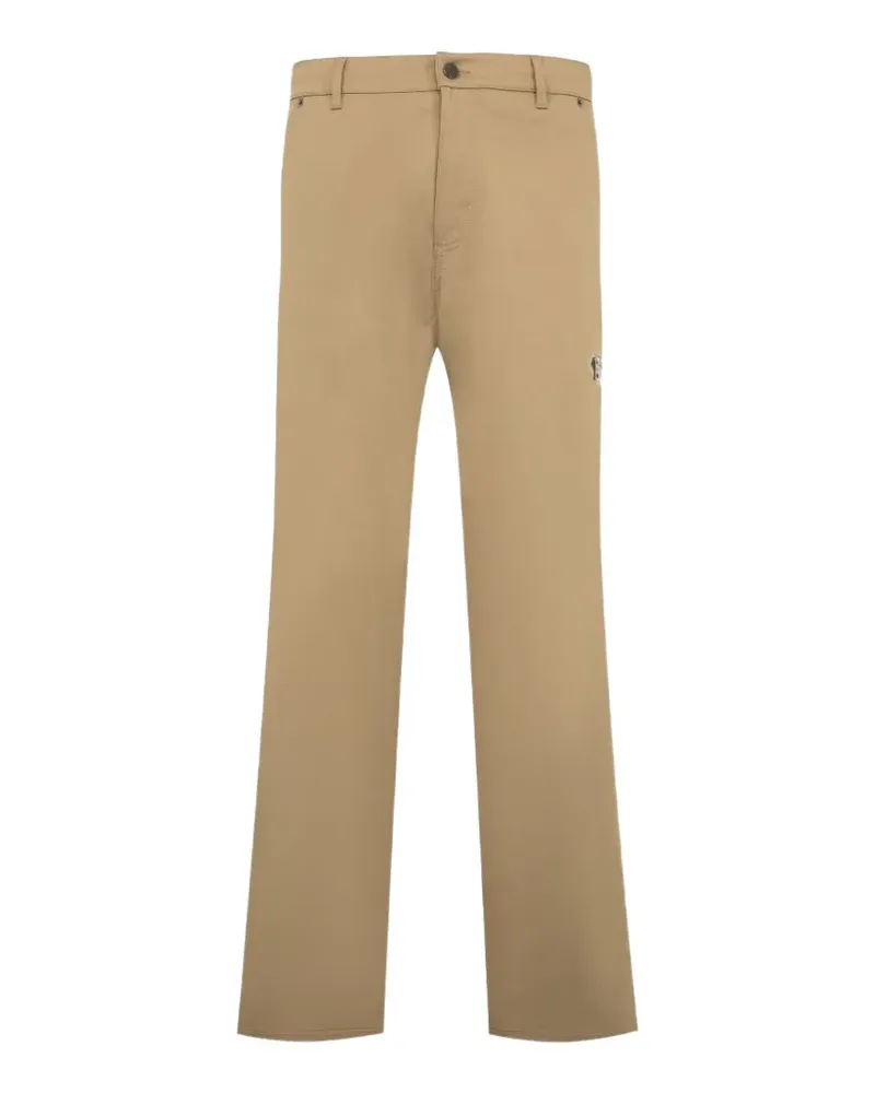 Moncler Gerade Hose mit Logo-Patch - Nude Nude
