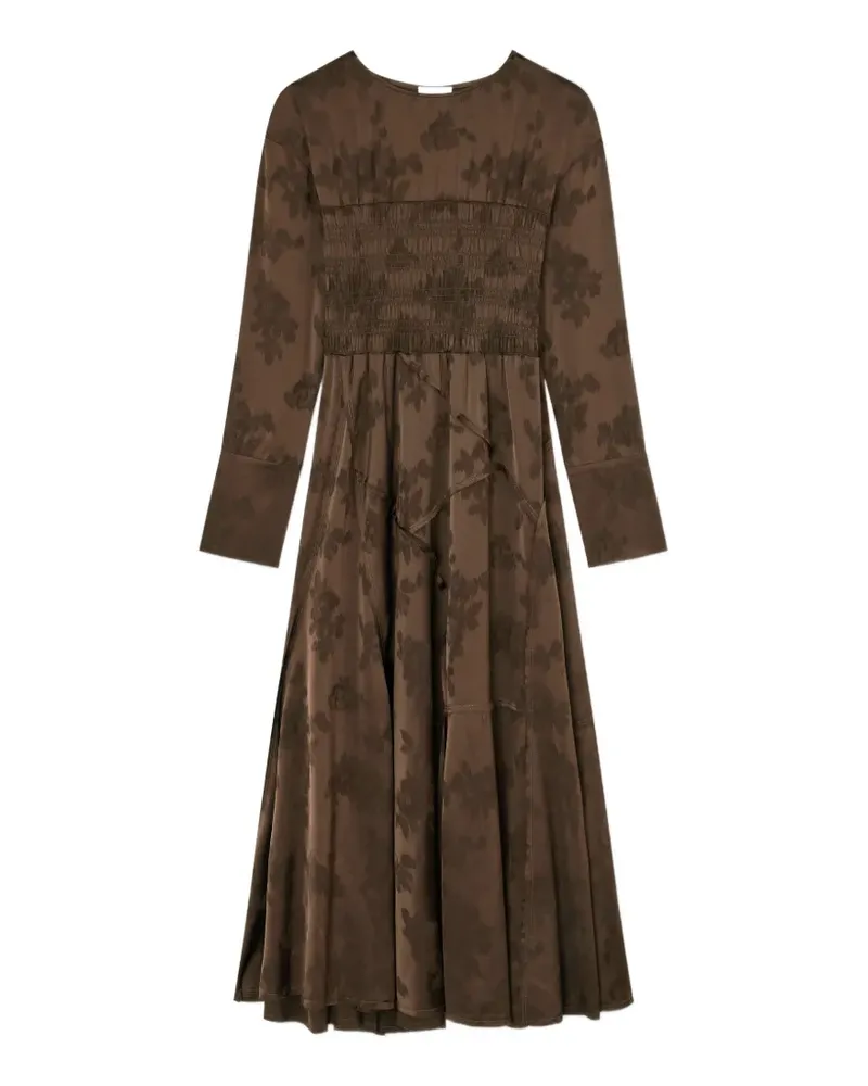 Ganni Jacquard-Kleid mit Blumenmuster - Braun Braun