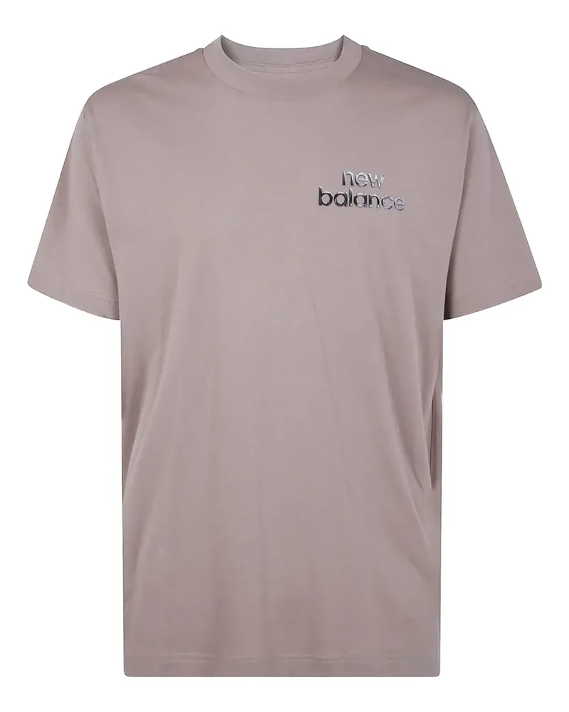New Balance Chrome Runner T-Shirt mit Metallic-Print - Nude Nude
