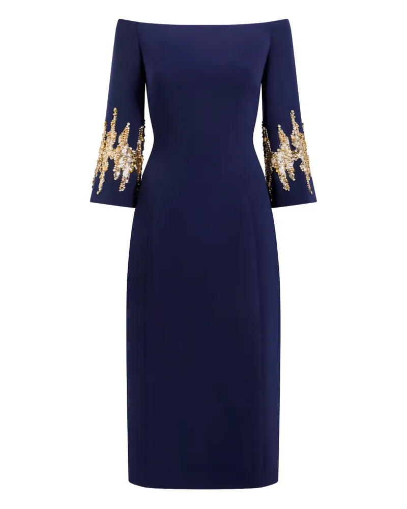 Jenny Packham Aster sequin-embellished off-shoulder midi dress - Blau Blau