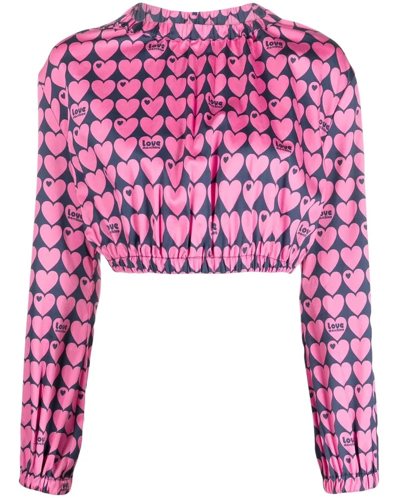 Moschino Cropped-Bluse mit Print Rosa