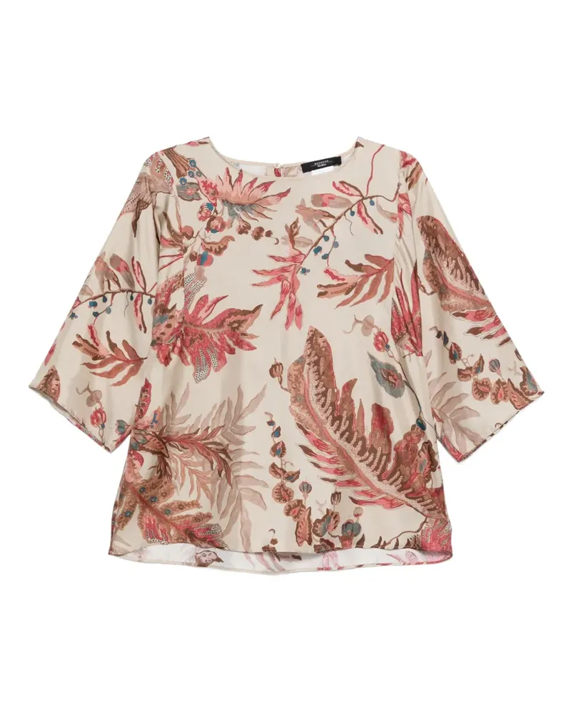 Max Mara Flippo Seidenoberteil mit Print - Nude Nude