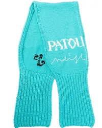 Patou Intarsien-Schal mit Logo Blau