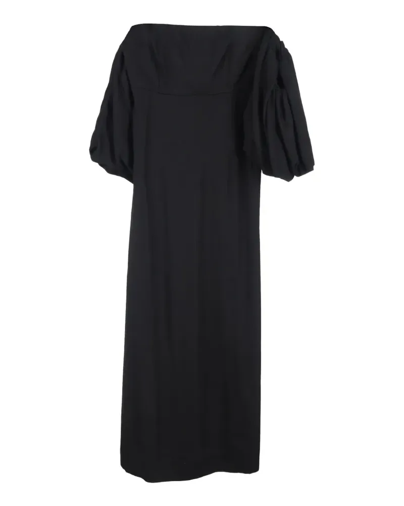 Mother of Pearl Midikleid mit Puffärmeln - Schwarz Schwarz