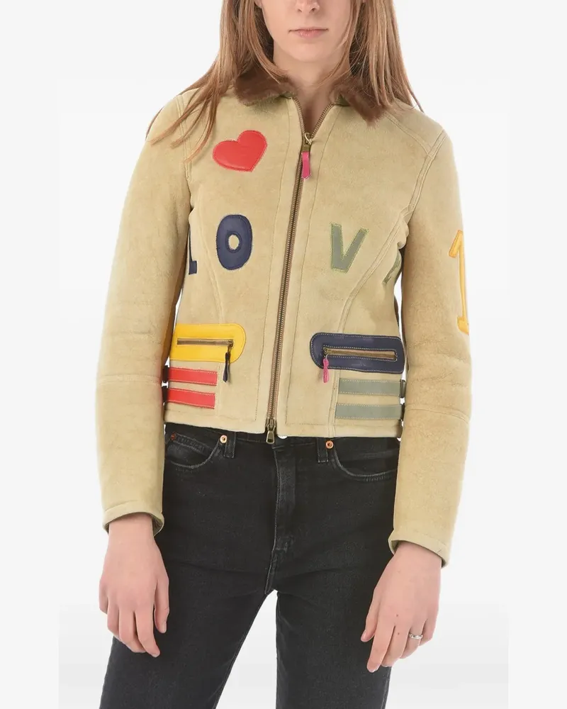 HISTORY REPEATS embroidered shearling jacket - Nude Nude