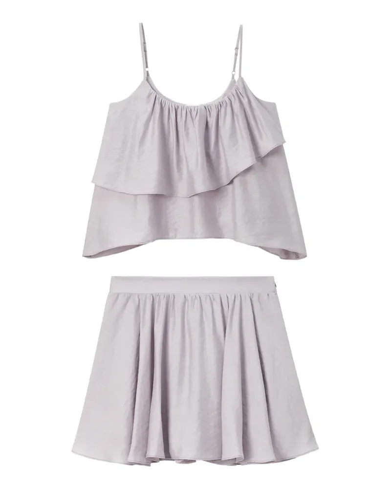 b+ab ruffled mini shorts set (set of two) - Violett Violett