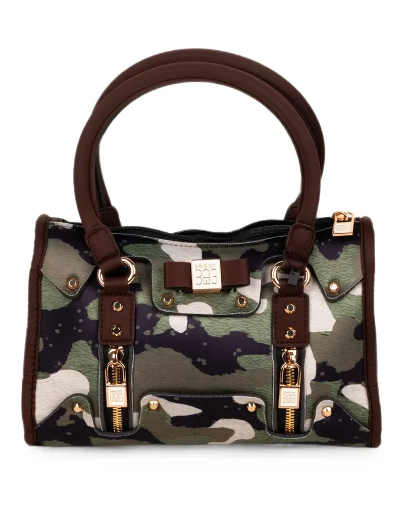 Save my Bag camouflage-print studded tote bag - Grün Grün