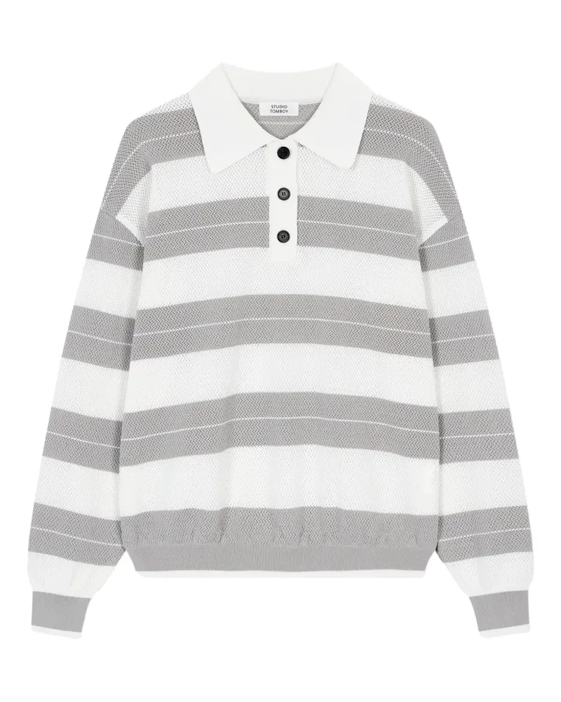 STUDIO TOMBOY Gestreiftes Poloshirt - Grau Grau