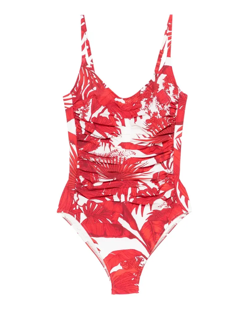 Maryan Mehlhorn ruffled floral-print swimsuit - Nude Nude